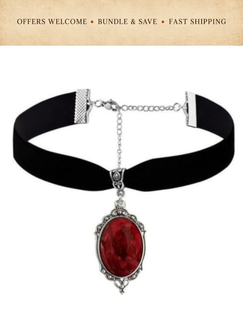 Gothic Raven Castle Cameo Glass Pendant Necklace Victorian Choker